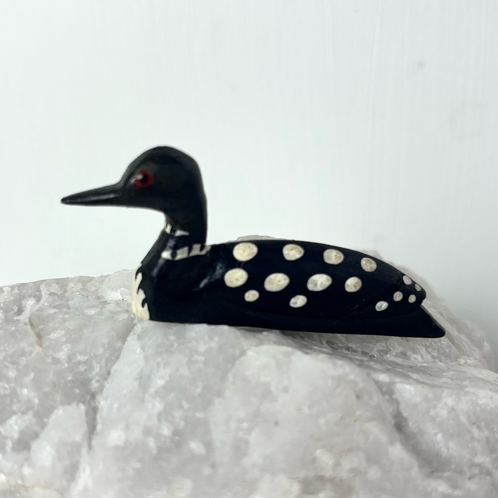 Wooden Common Loon Brooch